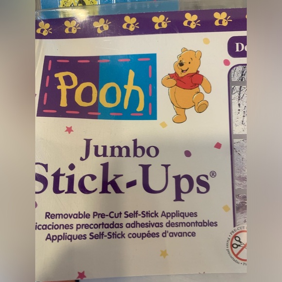 Disney Jumbo Stick Ups Pooh Tigger Sled Winter Disney Wall Decor Vintage 1990's - Picture 4 of 13